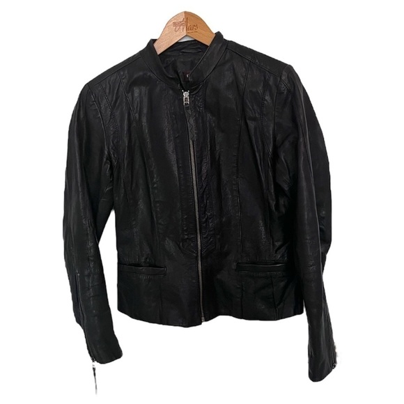 Danier Black Leather Jacket Women's Extra Small Moto Style - Picture 3 of 3